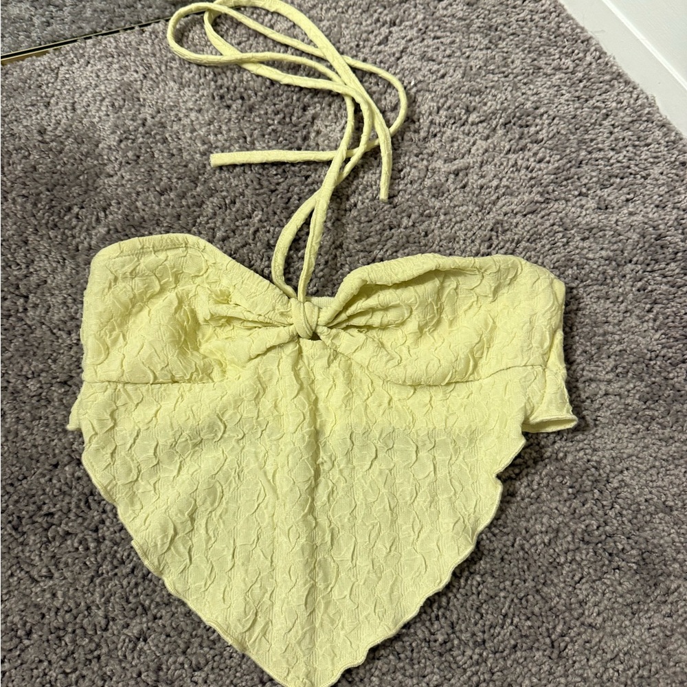 Yellow Textured Halter Top